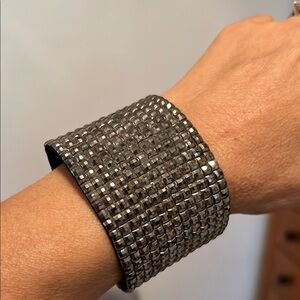 Gunmetal Beaded Magnetic Cuff Bracelet
